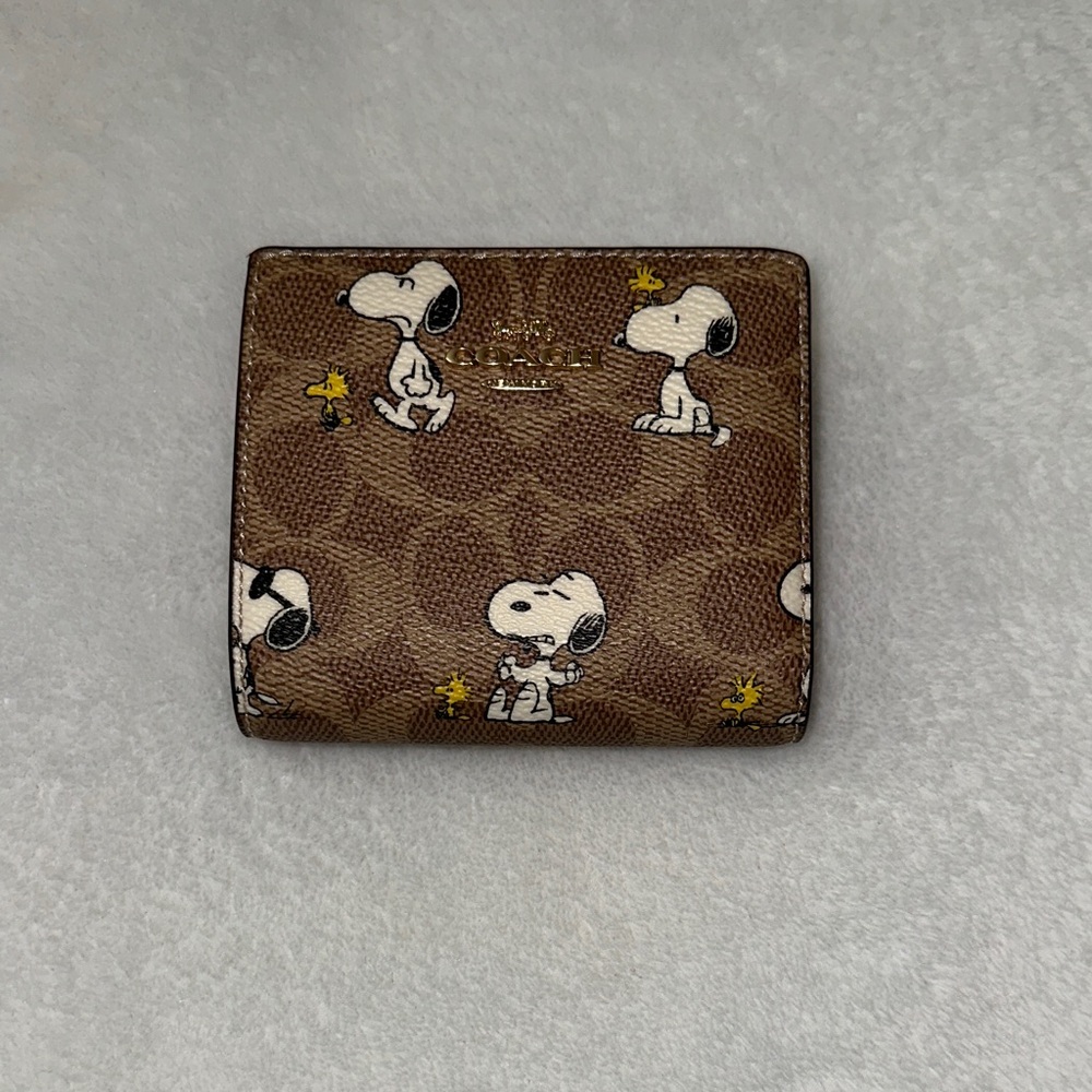 Coach Brown Wallet with Snoopy and Woodstock